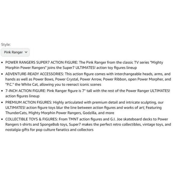 Mighty Morphin Power Rangers ULTIMATES! Pink Ranger Action Figure by SUPER7 MINT - Picture 9 of 12